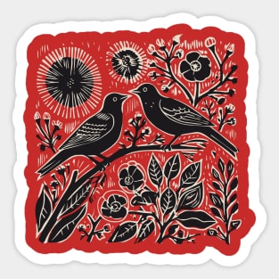 Lino Cut Birds Sticker